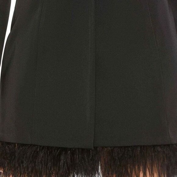 NWT Mac Duggal Women's Ieena Feathered Trim Tuxedo Dress Dress 26510 size 2 - Picture 4 of 7